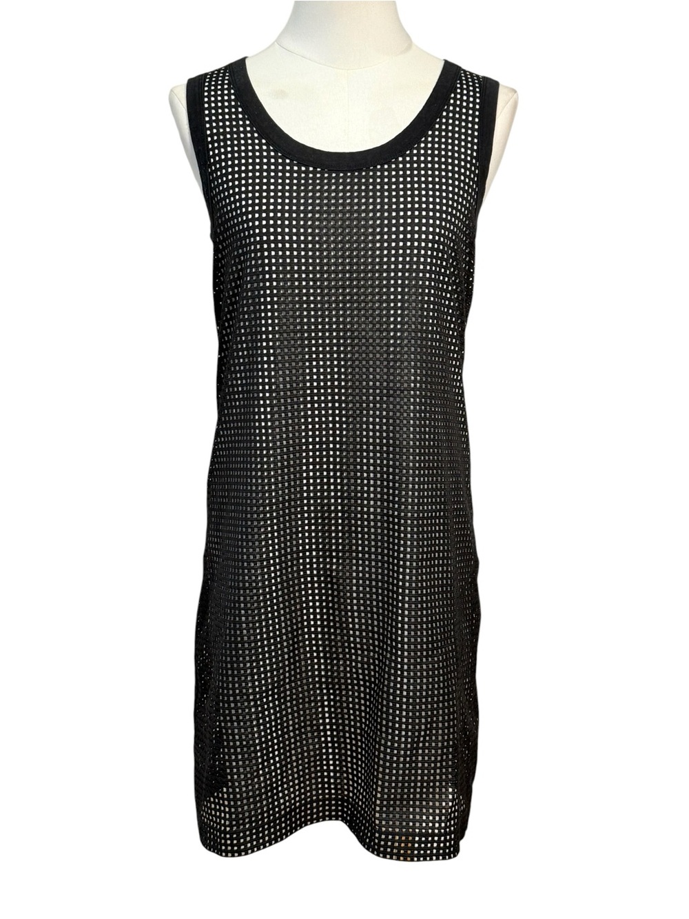 Cop.Copine Youssou Mesh Overlay Sleeveless Shift Dress Black Size 4 - Picture 2 of 8